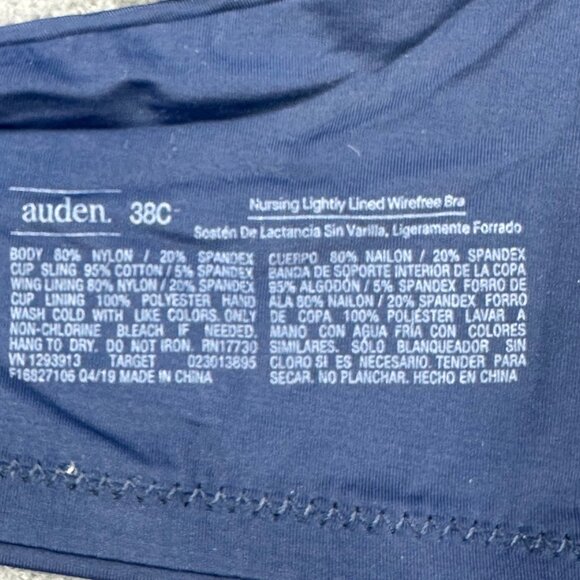 Auden Women's Sz 38C Nursing Bra Lightly Lined Wireless Two Way Straps Blue New - Picture 3 of 14